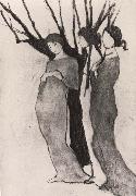 Three woman in front of tree Marie Laurencin